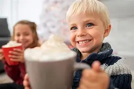 kids with hot cocoa
